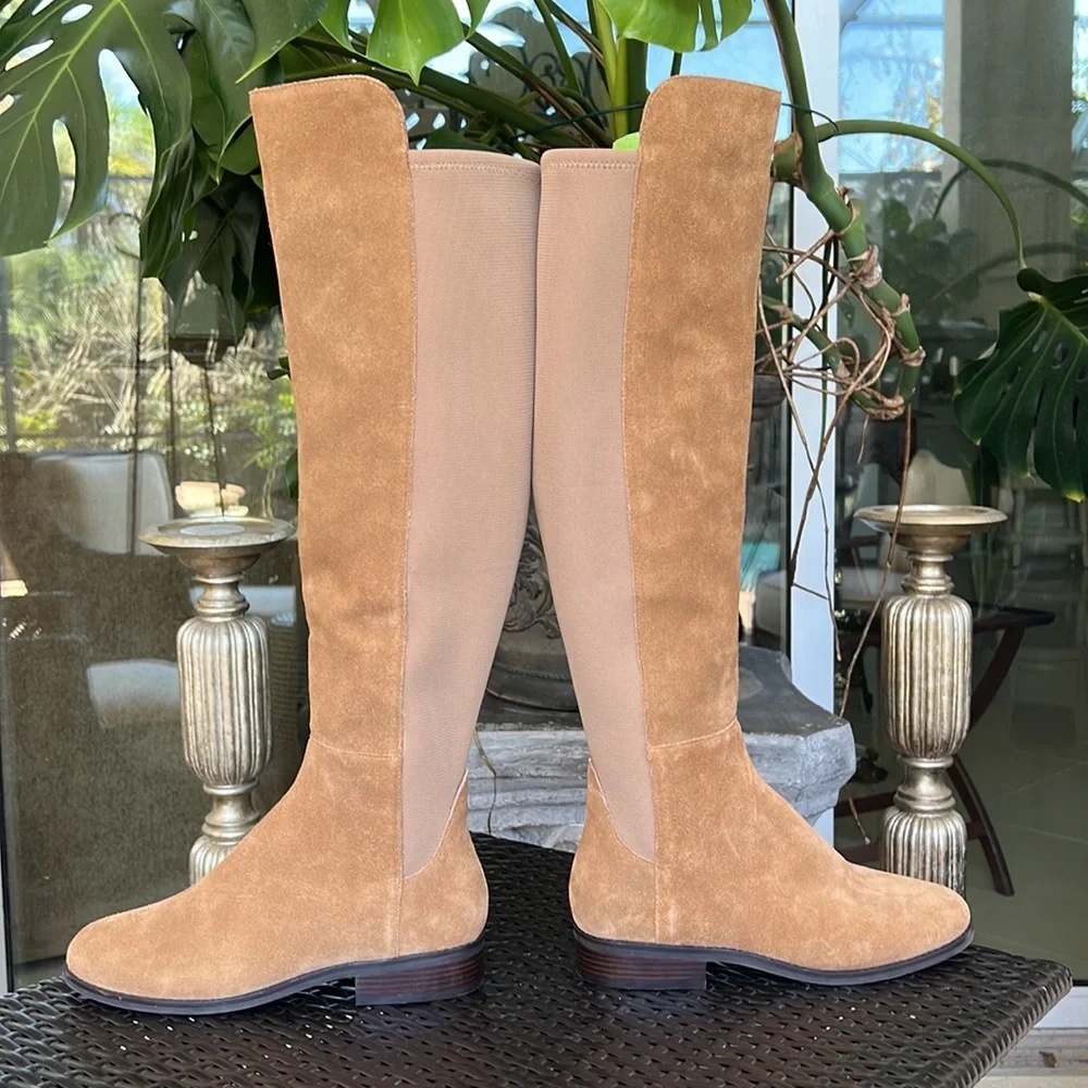 COLE HAAN Suede + textile combo boots